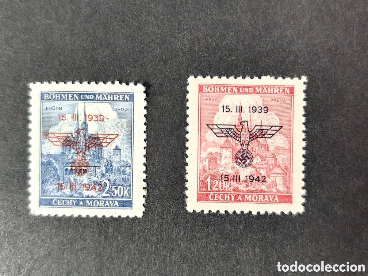 Sellos: Bohemia Moravia sellos WW2 SERIE COMPLETA yvert 76A/76B a&ntilde;o 1942 sellos nuevos ***