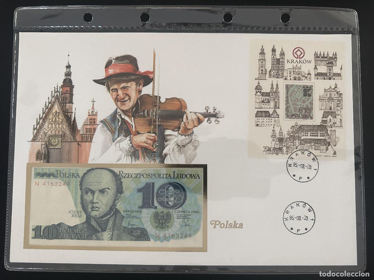 Sellos: Polonia sobre numism&aacute;tico 10 Zlotych 1982 bloque Cracovia 1985