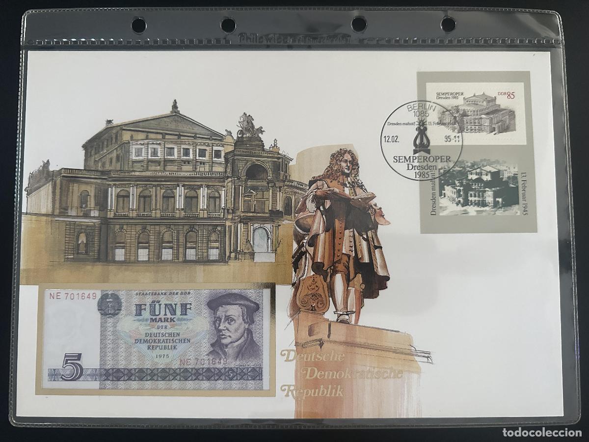 Sellos: DDR Carta Billete Semperoper Dresden 1985 5 Mark Berl&iacute;n