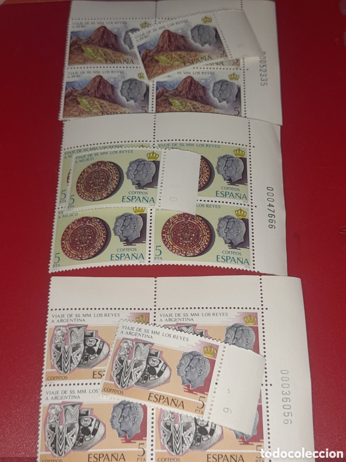 Sellos: Sello Espa&ntilde;a nuevo 1978. Visita Reyes Hispanoam&eacute;rica. Moneda. Numism&aacute;tica. Arqueologia. Monta&ntilde;a. Ar