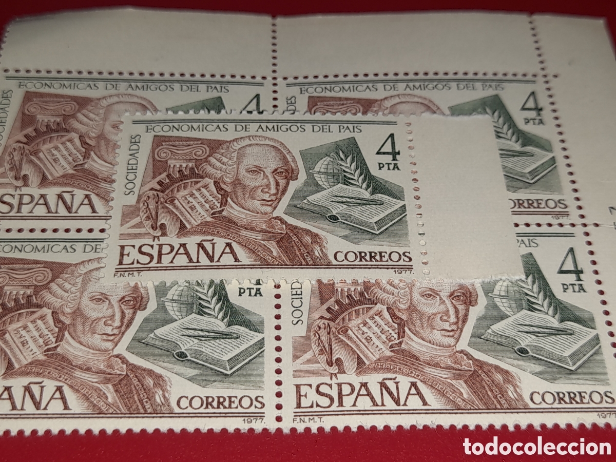 Sellos: Sello Espa&ntilde;a nuevo 1977. Edf: 2402. Carlos III. Reyes. Libros. Sociedades economicas. Monarcas. Libr