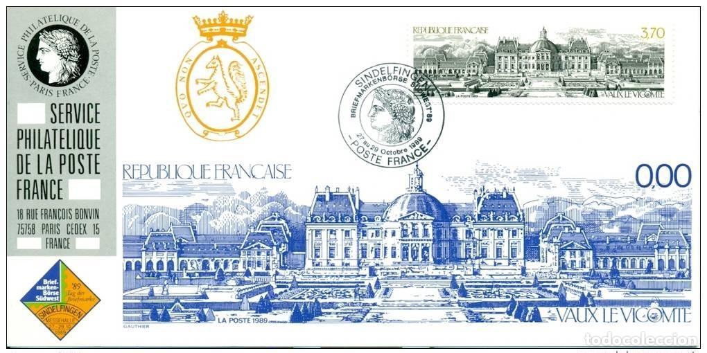 Sellos: 058 Mapa oficial Exposici&oacute;n Sindelfingen 1989 Francia FDC Vaux Le Vicomte