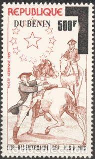 Sellos: Ben&iacute;n 2008 Mi. 1453 sobrecargado bicentenario USA jinete caballo