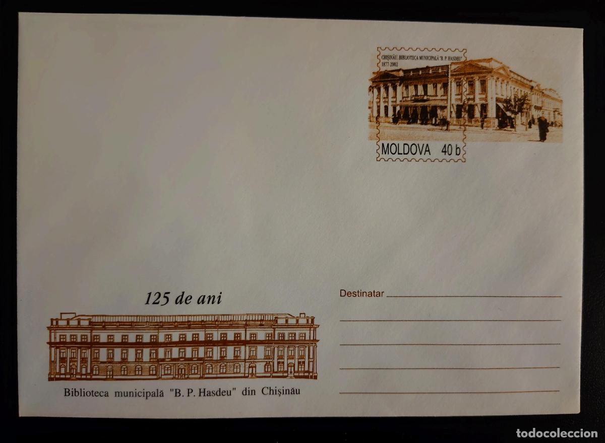 Sellos: Moldavia entero postal Biblioteca Municipal B P Hasdeu Chișinău 125 a&ntilde;os