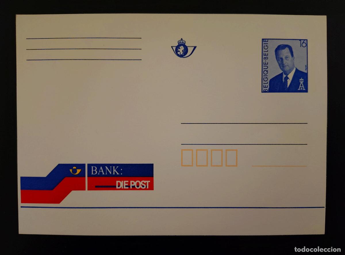 Sellos: B&eacute;lgica tarjeta postal completa 16F Rey Alberto II pub Bank Die Post nueva DE