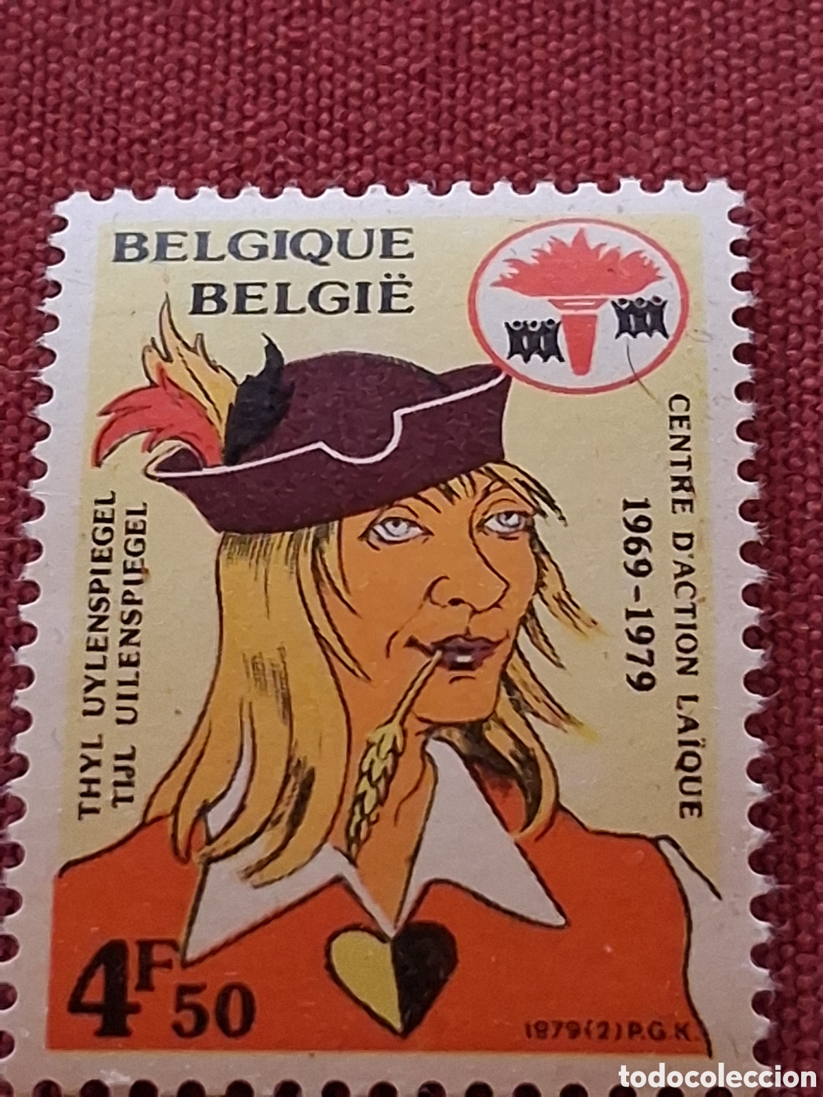 Sellos: Sello B&eacute;lgica nuevo 1979. 10Aniv acci&oacute;n Laica. Disfraz. Coraz&oacute;n. Adorno. Folclore. Asociacion