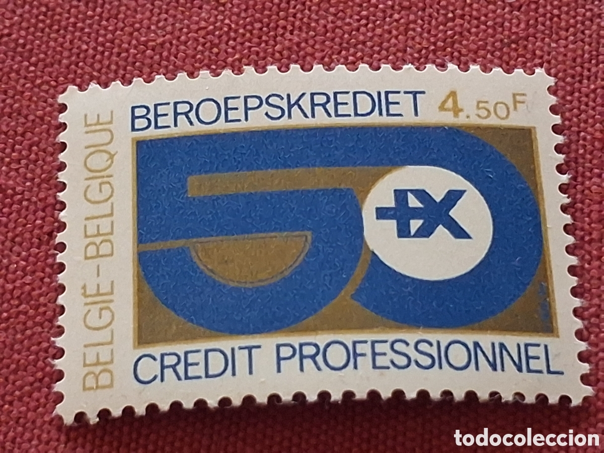 Sellos: Sello B&eacute;lgica nuevo 1979. 50Aniv banco naciknal. Emblema. Numero. Signos.