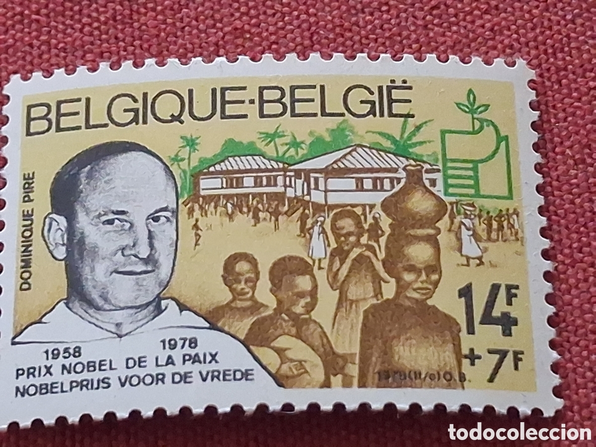 Sellos: Sello (1/3v) B&eacute;lgica nuevo 1978. Padre Dominique. Premio Nobel. Clero. Religi&oacute;n. Nativos. Naturaleza