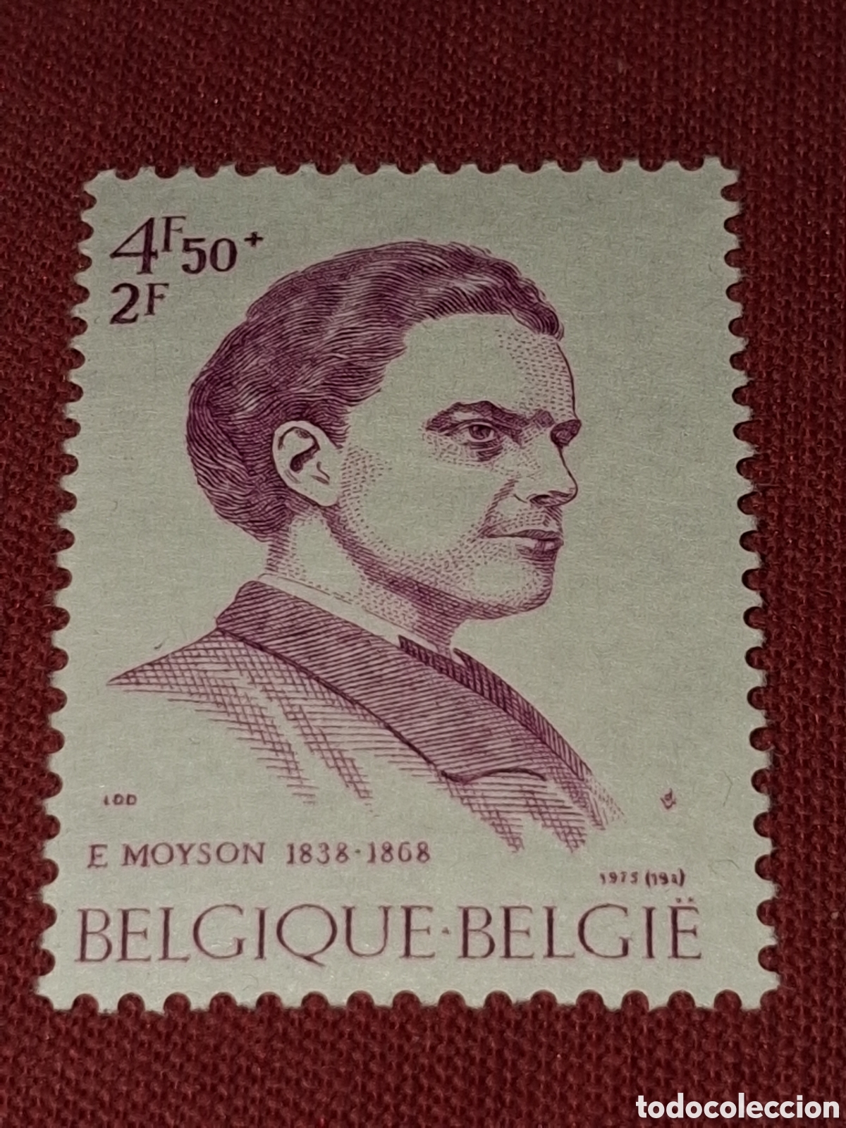 Sellos: Sello (1/4v) B&eacute;lgica nuevo 1975. Solidaridad. Emiel Moyson. Pol&iacute;tico. Famoso.