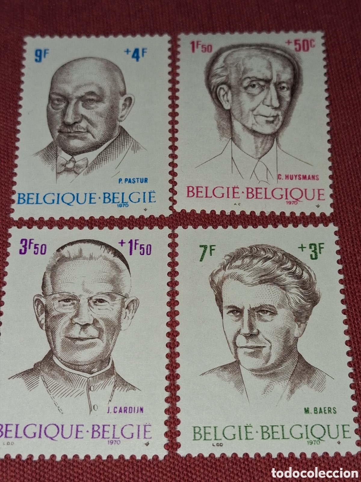 Sellos: Sello B&eacute;lgica nuevo 1970. Pro obras filantr&oacute;picas. Pol&iacute;tico. Camille. Cardenal Cardijn. Bears, polit