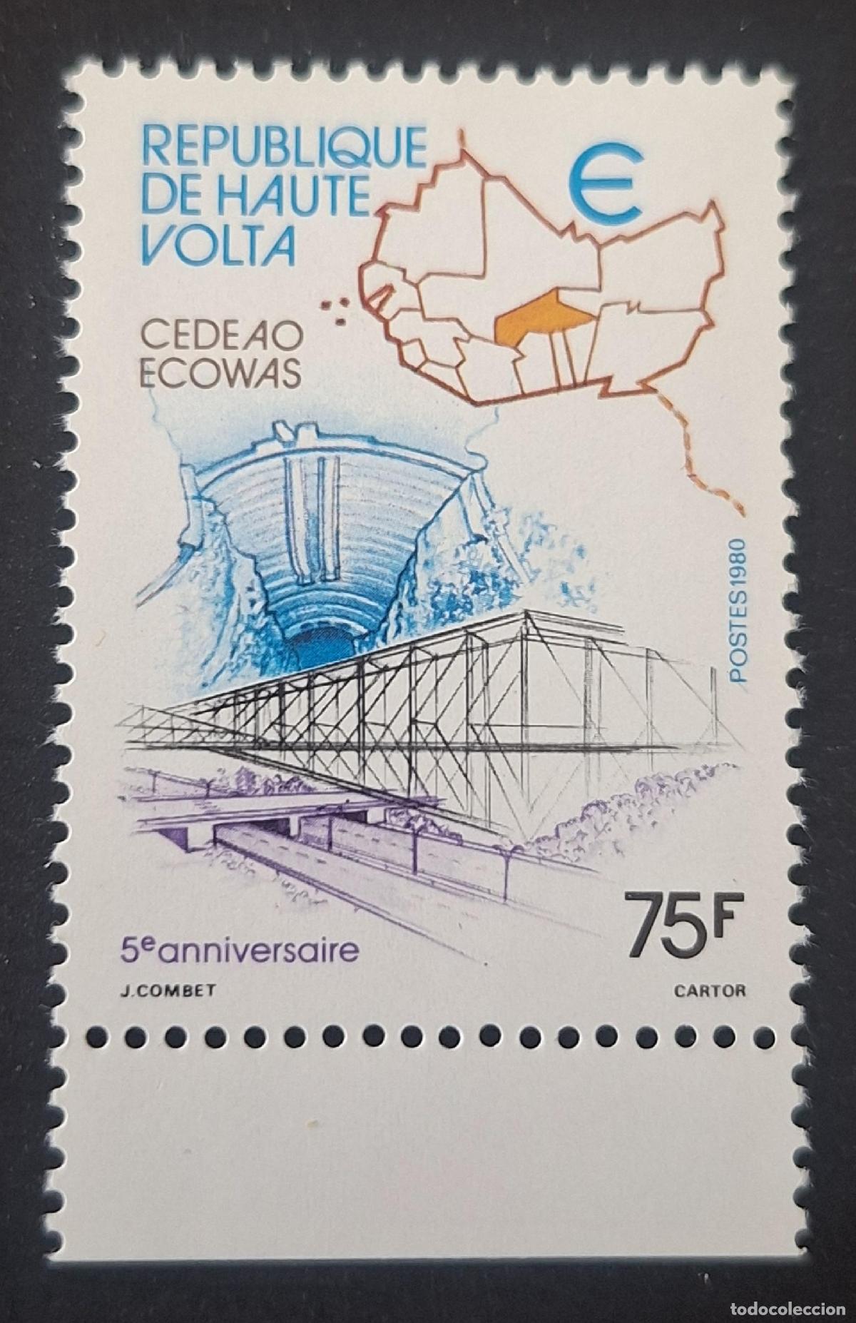 Sellos: Alto Volta 1980 Mi. 804-807 5&ordm; aniversario CEDEAO ECOWAS puente presa