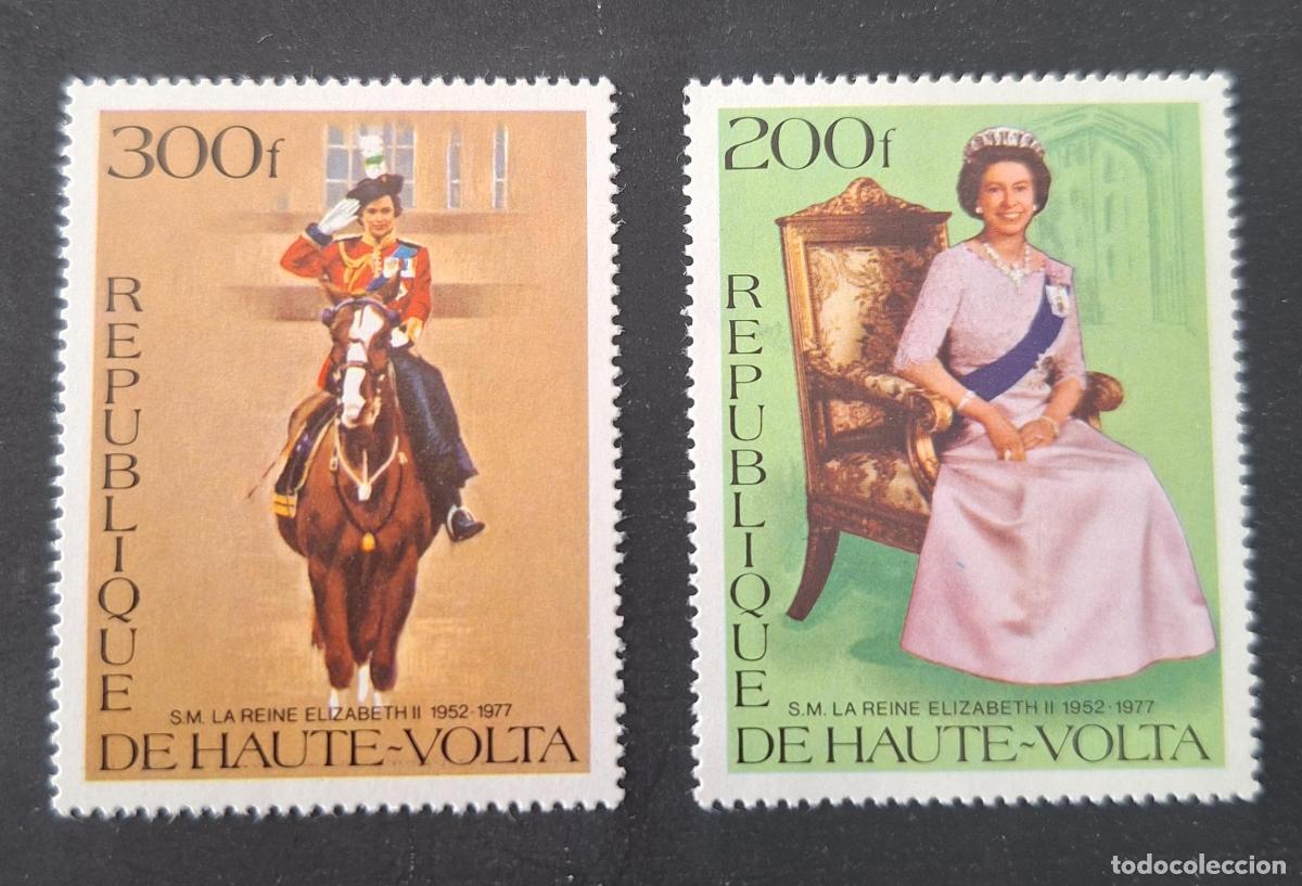 Sellos: Alto Volta 1978 Mi. 727-728 Reina Isabel II jubileo plata caballo