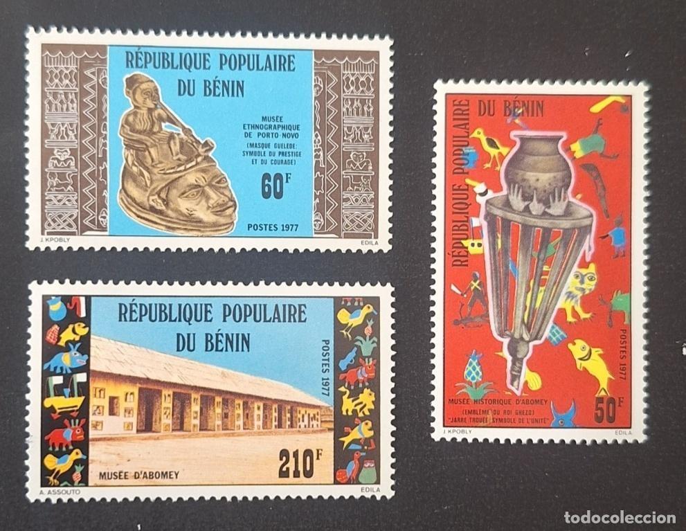 Sellos: Ben&iacute;n 1977 Mi. 109-111 Museo Abomey Porto-Novo m&aacute;scara Gelede arte