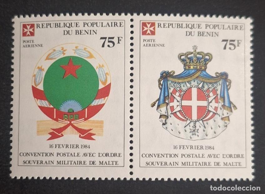 Sellos: Ben&iacute;n 1984 Mi. 397-398 Convenio postal Orden de Malta escudos