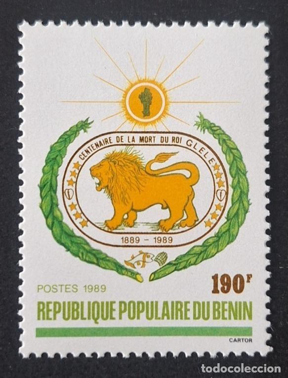 Sellos: Ben&iacute;n 1989 Mi. 488 Centenario muerte Rey Gl&eacute;l&eacute; le&oacute;n escudo de armas
