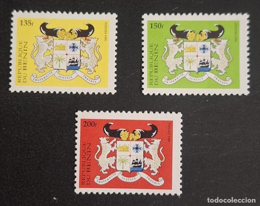 Sellos: Ben&iacute;n 1995 Mi. 682-684 escudo de armas leopardos her&aacute;ldica barco