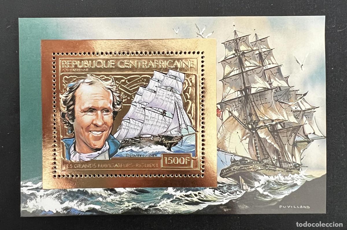 Sellos: Centro&aacute;frica 1981 Mi. Bl. 152 grandes navegantes velero dorado oro