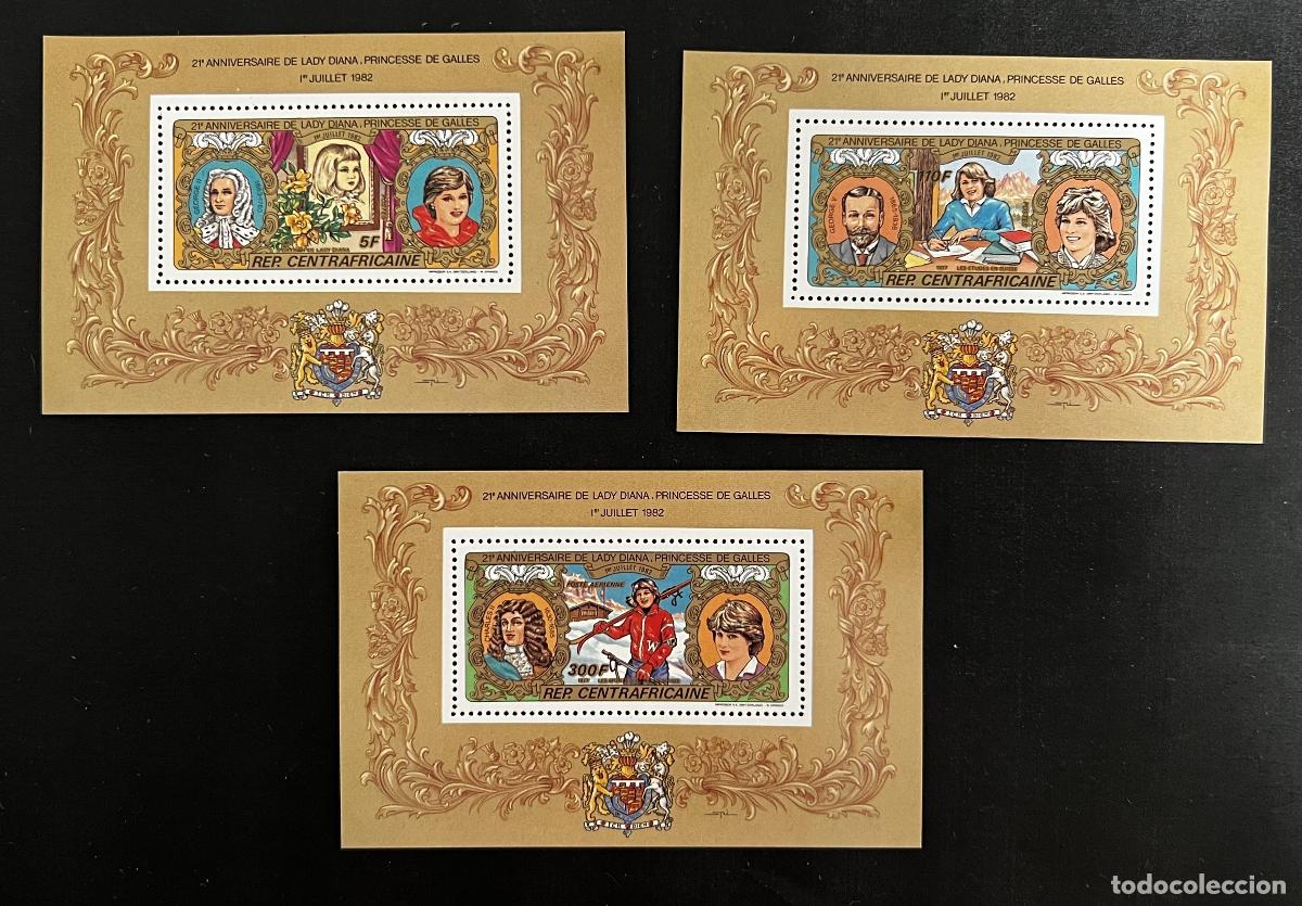 Sellos: Centro&aacute;frica 1982 Mi. 843/846 847 Bl. Lady Diana Princesa de Gales