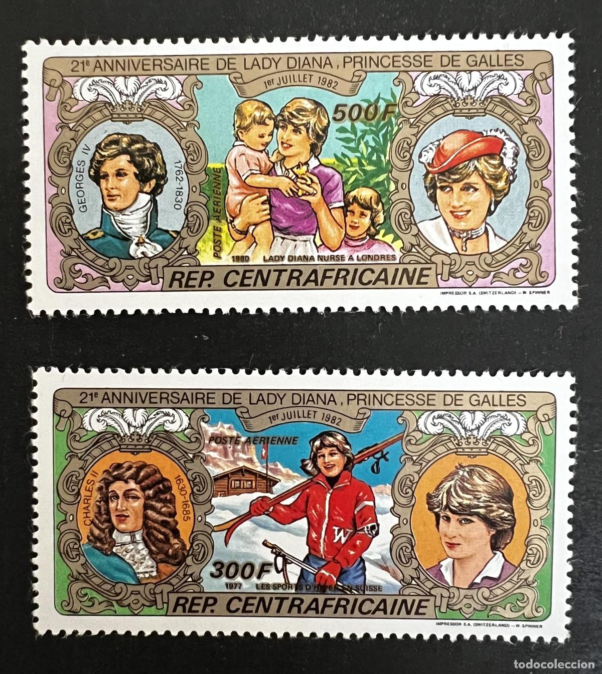 Sellos: Centro&aacute;frica 1982 Mi. 847-848A Lady Diana Princesa de Gales realeza