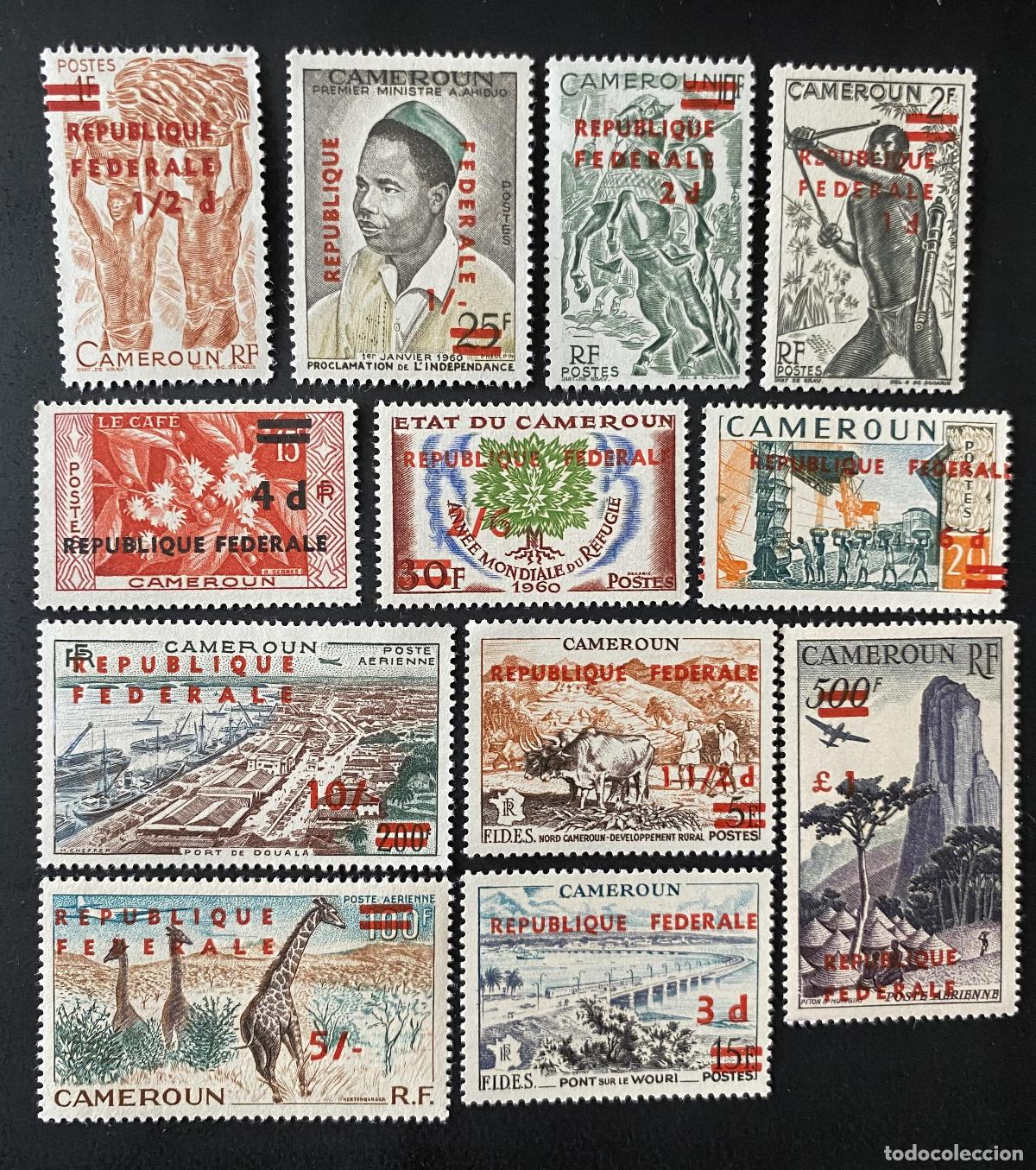 Sellos: Camer&uacute;n 1960 sobrecargado Rep&uacute;blica Federal jirafas