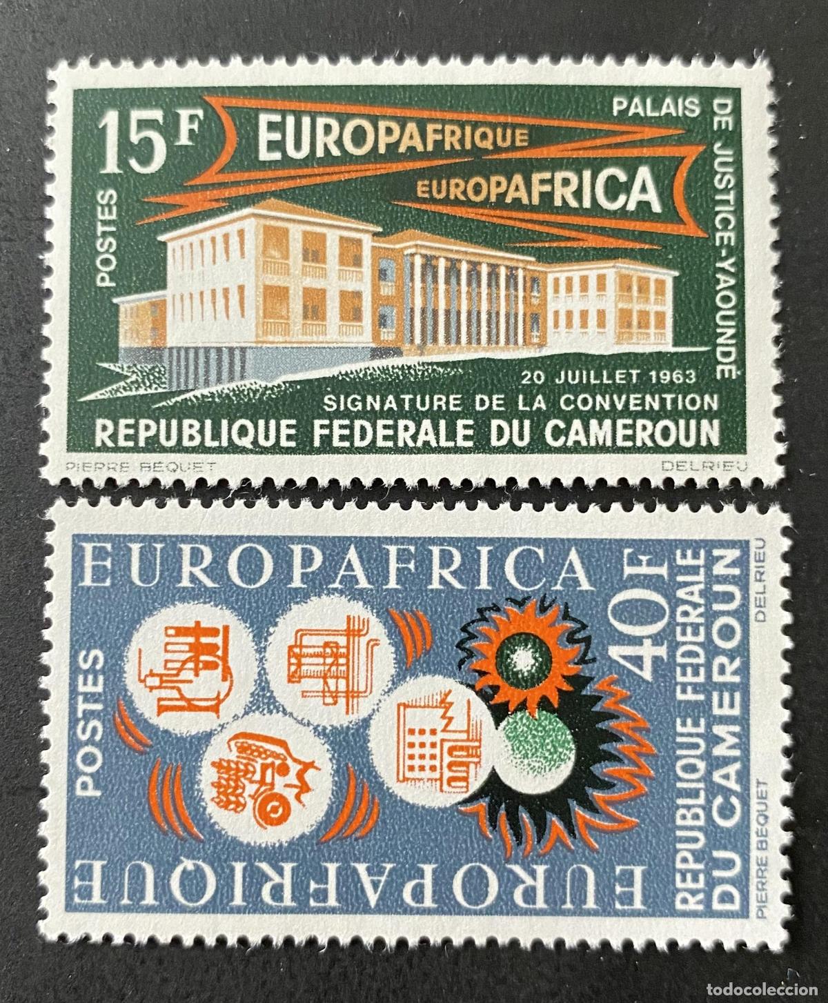 Sellos: Camer&uacute;n 1963 Mi. 408-09 Europafrica convenci&oacute;n Yaund&eacute; palacio justicia