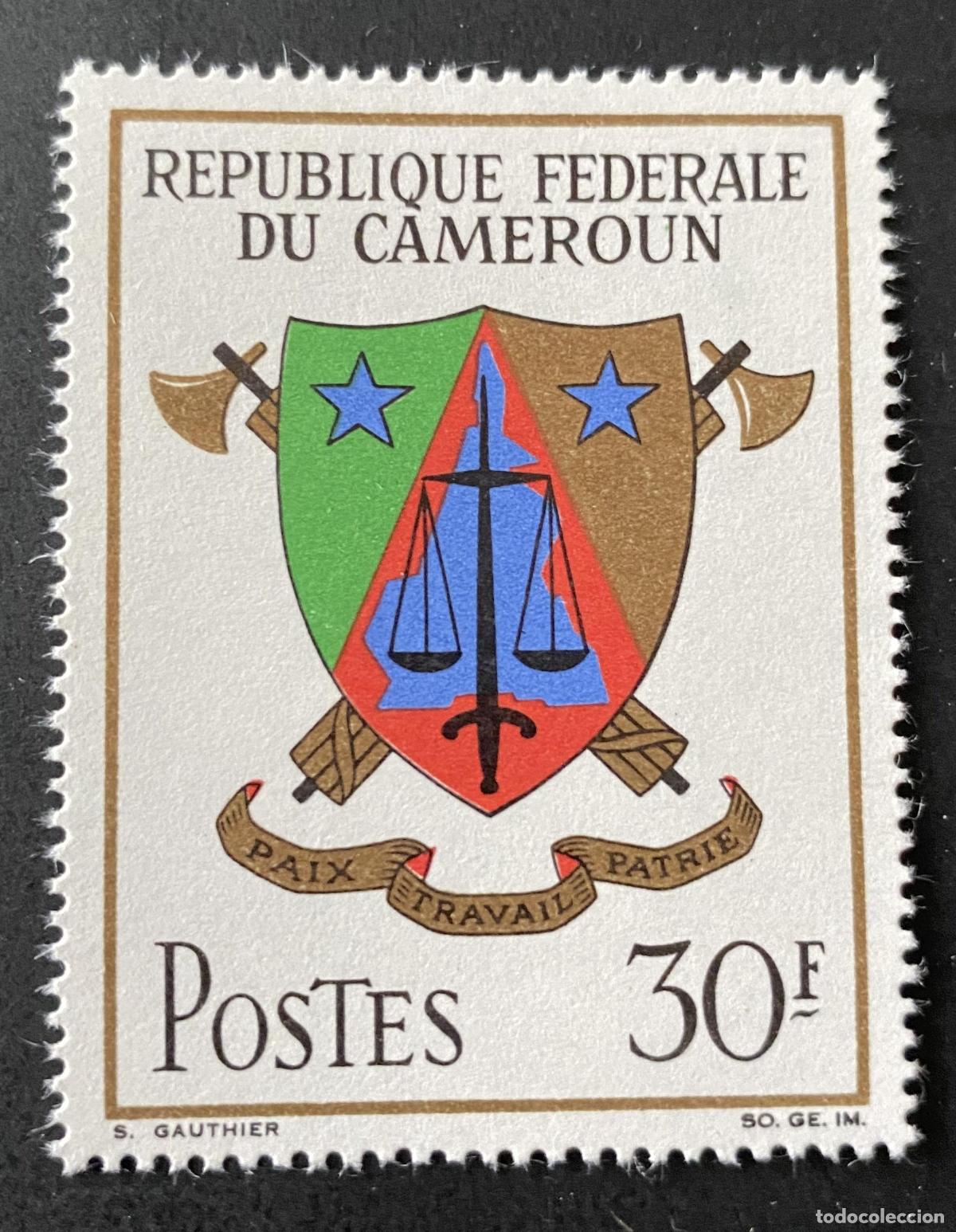 Sellos: Camer&uacute;n 1968 Mi. 530 escudo federal armas estrellas balanza justicia