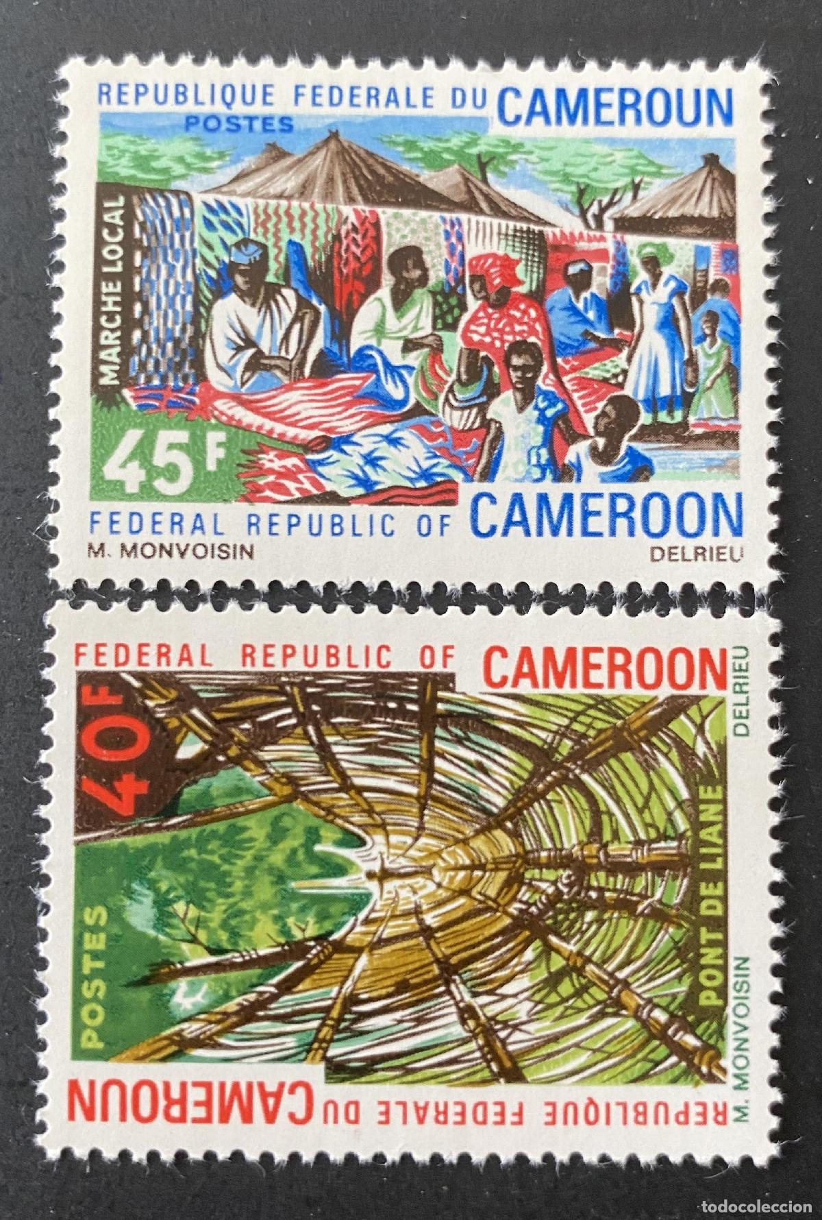Sellos: Camer&uacute;n 1971 Mi. 666-667 mercado local puente de liana folclore