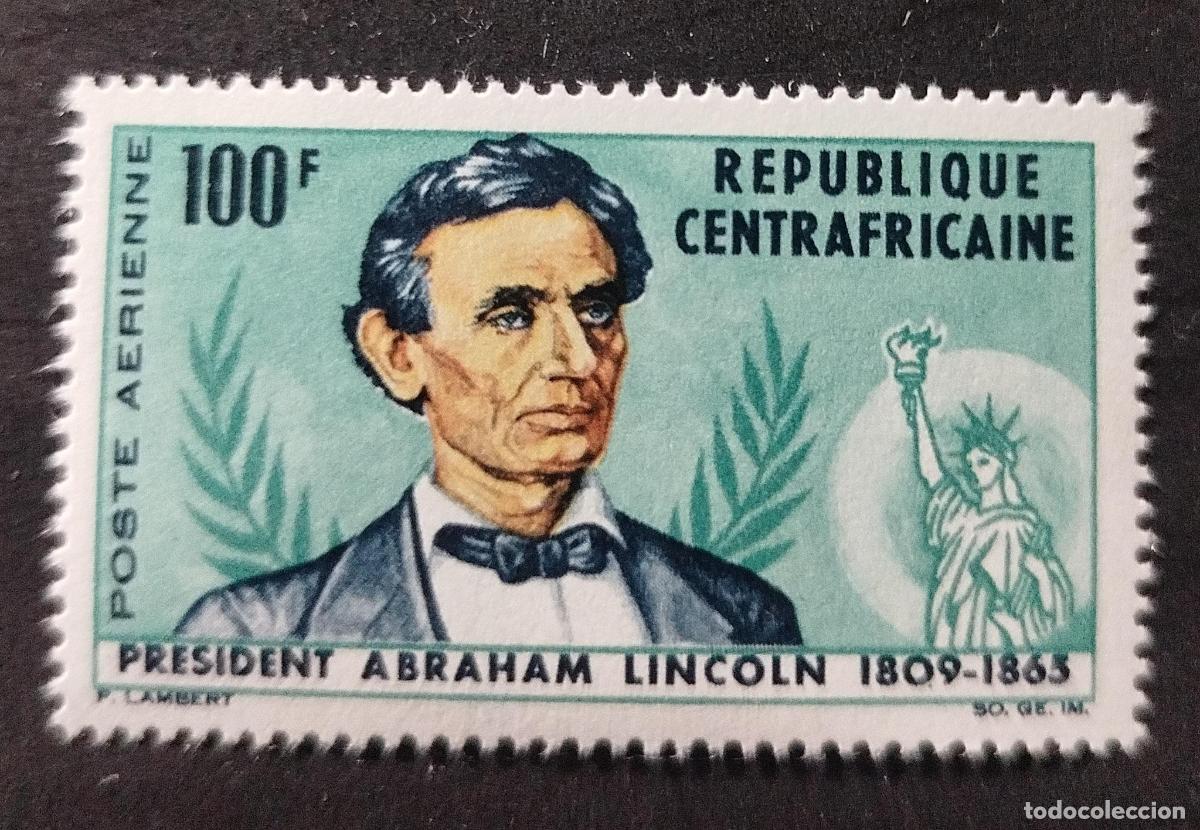 Sellos: Centro&aacute;frica 1965 Mi. 73 Abraham Lincoln Estatua Libertad correo a&eacute;reo