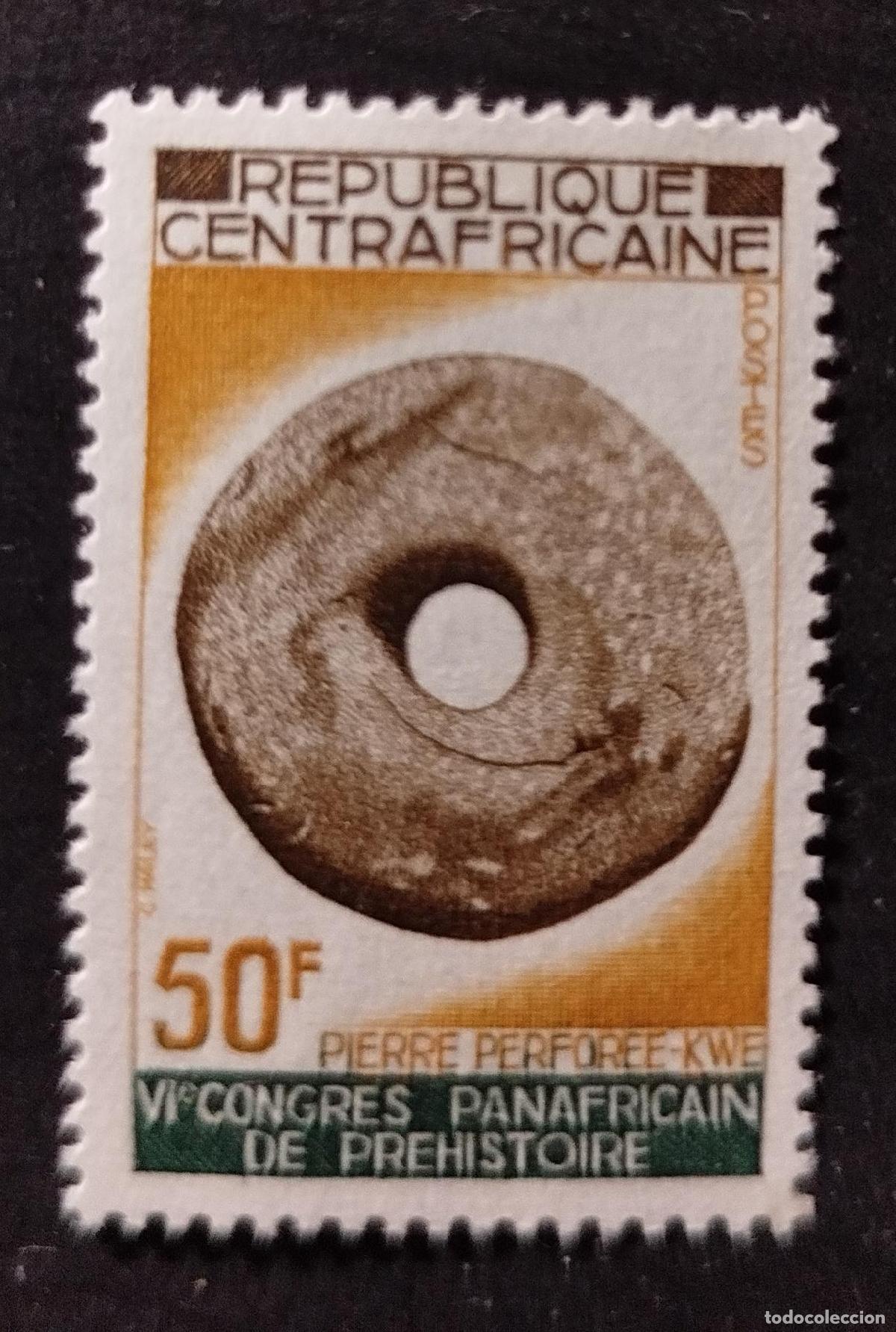 Sellos: Centro&aacute;frica 1967 Mi. 151-154 Congreso Panafricano Prehistoria Piedra