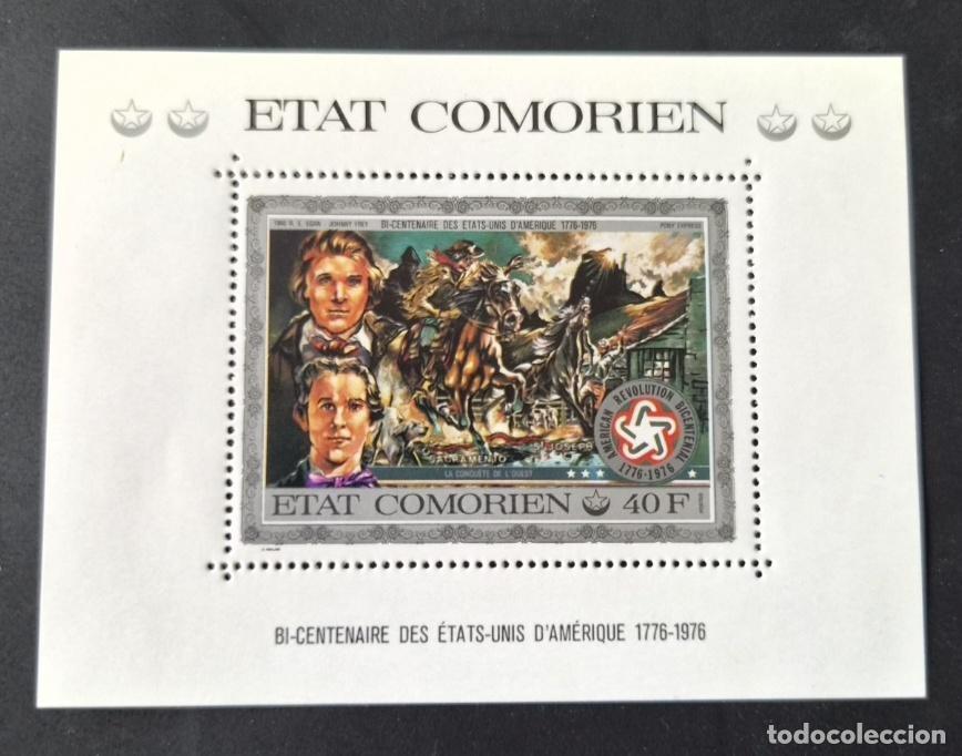 Sellos: Comoras 1976 Mi. Bl. 15 Bicentenario EE.UU. Pony Express