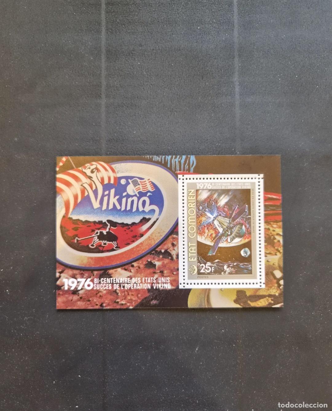 Sellos: Comoras 1976 Mi. Bl. 307 Operaci&oacute;n Viking Marte sonda espacial USA