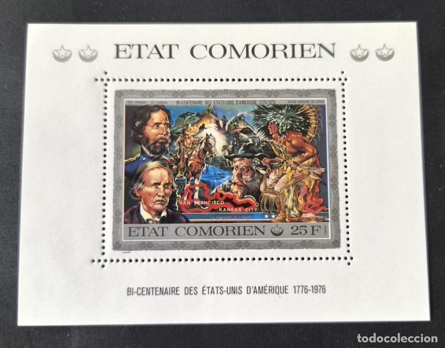 Sellos: Comoras 1976 Mi. Bl. 258 Bicentenario Estados Unidos Am&eacute;rica Fremont