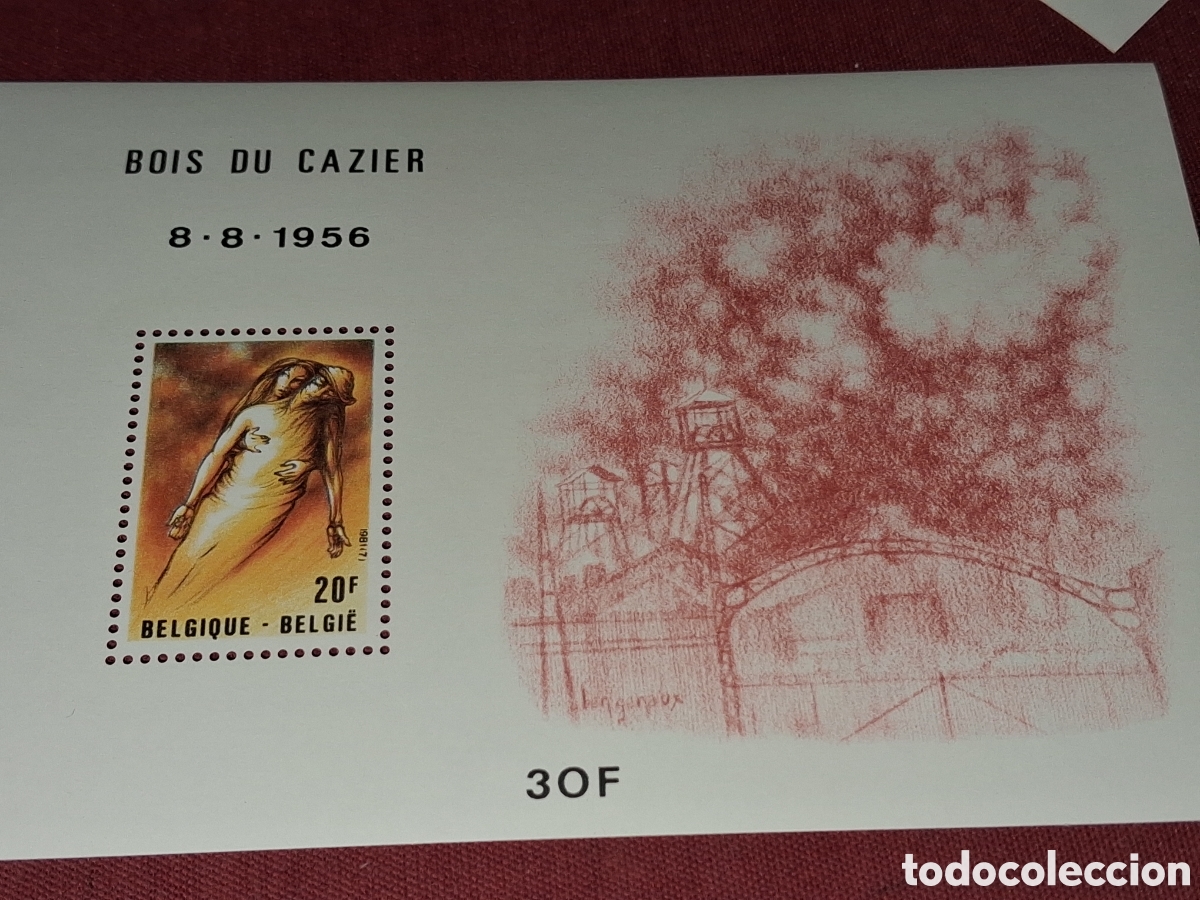 Sellos: HB B&eacute;lgica nuevo 1981. 25Aniv desastre minero. Trabajos. Cat&aacute;strofes. Bosque.