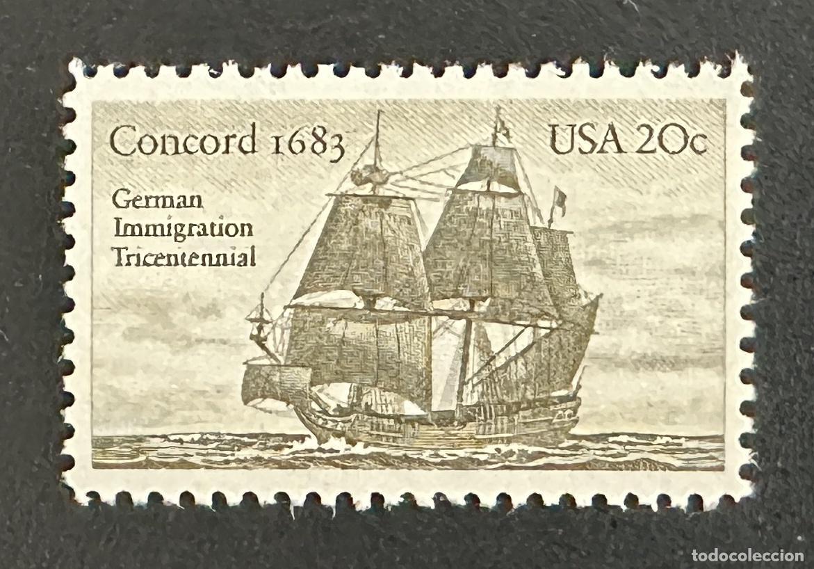 Sellos: EE.UU. 1983 Mi. 1628 emisi&oacute;n conjunta Concord 1683 barco inmigraci&oacute;n