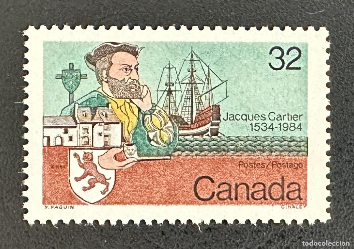 Sellos: Canad&aacute; 1984 Mi. 905 emisi&oacute;n conjunta Jacques Cartier explorador barco