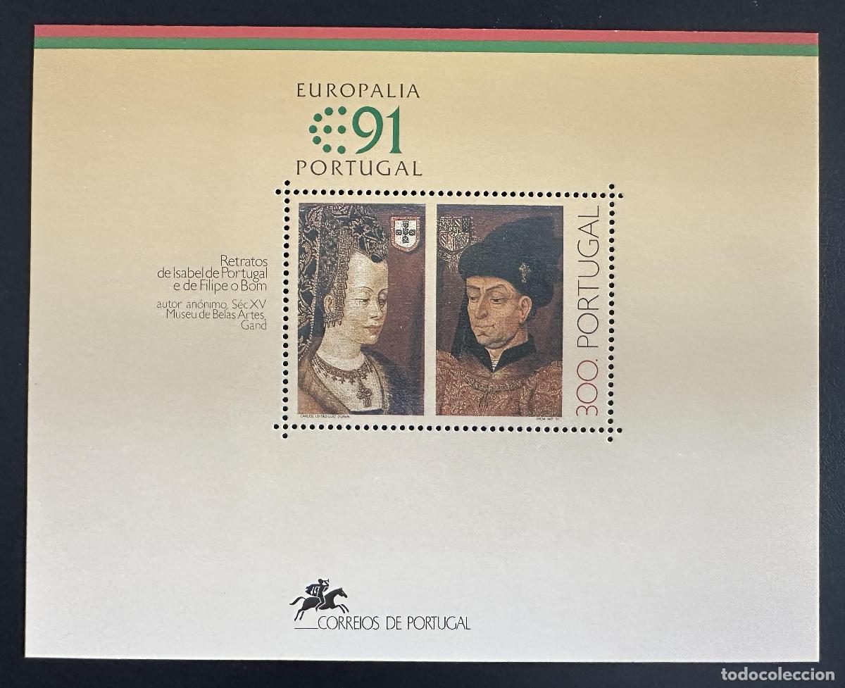 Timbres: Portugal 1991 Mi. Bl. 79 emisi&oacute;n conjunta Europalia retratos reales