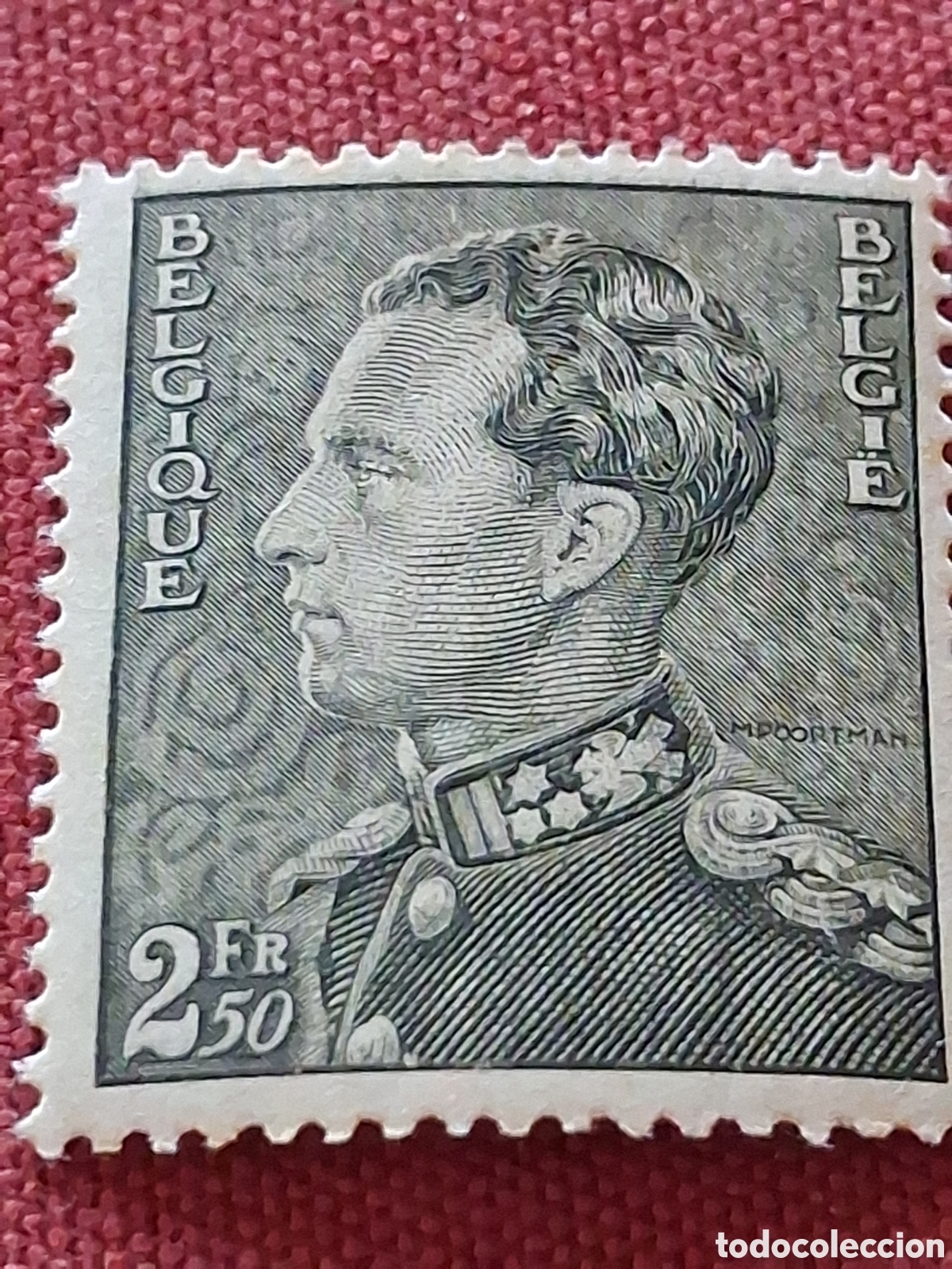 Sellos: Sello B&eacute;lgica nuevo 1940. Leopoldo III. Reyes. Rey. Monarcas. Historia.