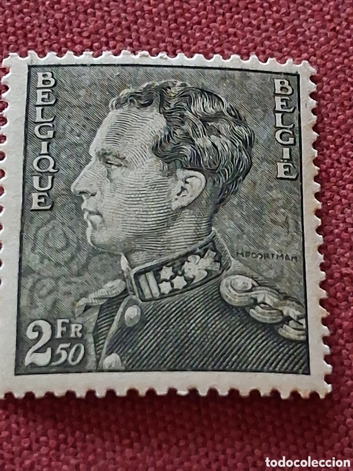 Sellos: Sello B&eacute;lgica nuevo 1940. Leopoldo III. Reyes. Rey. Monarcas. Historia.