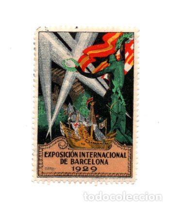 Sellos: VI&Ntilde;ETA CONMEMORATIVA OFICIAL DE LA EXPOSICI&Oacute;N INTERNACIONAL DE BARCELONA DE 1929.