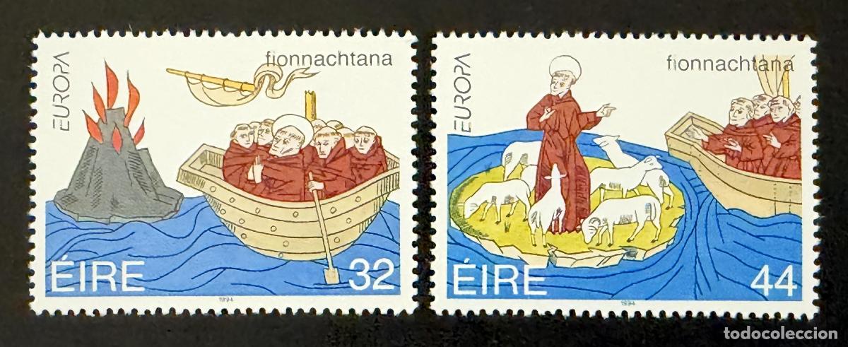 Sellos: Irlanda 1994 Mi. 855-856 emisi&oacute;n conjunta Europa San Brendan monjes