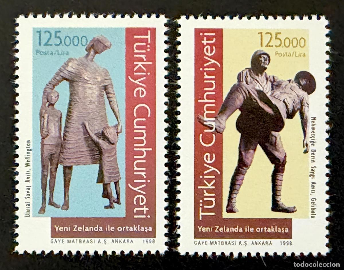 Sellos: Turqu&iacute;a 1998 Mi. 3138-3139 emisi&oacute;n conjunta Gallipoli esculturas