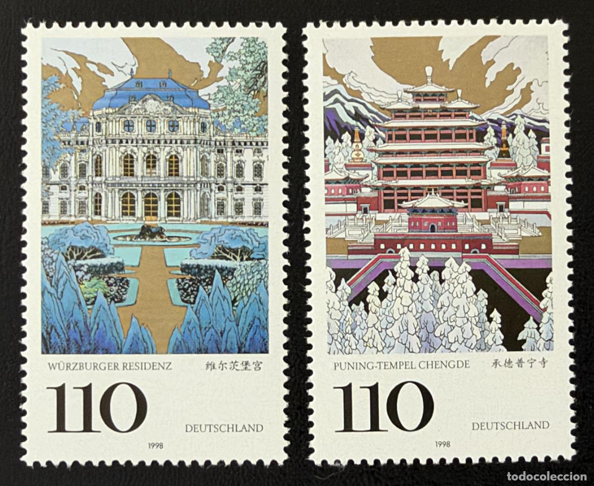 Sellos: Alemania 1998 Mi. 2007-2008 emisi&oacute;n conjunta W&uuml;rzburg Chengde