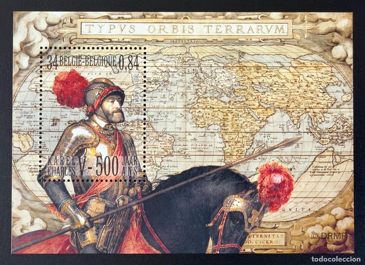 Sellos: B&eacute;lgica 2000 Mi. Bl. 76 emisi&oacute;n conjunta Carlos V 500 a&ntilde;os tarjeta