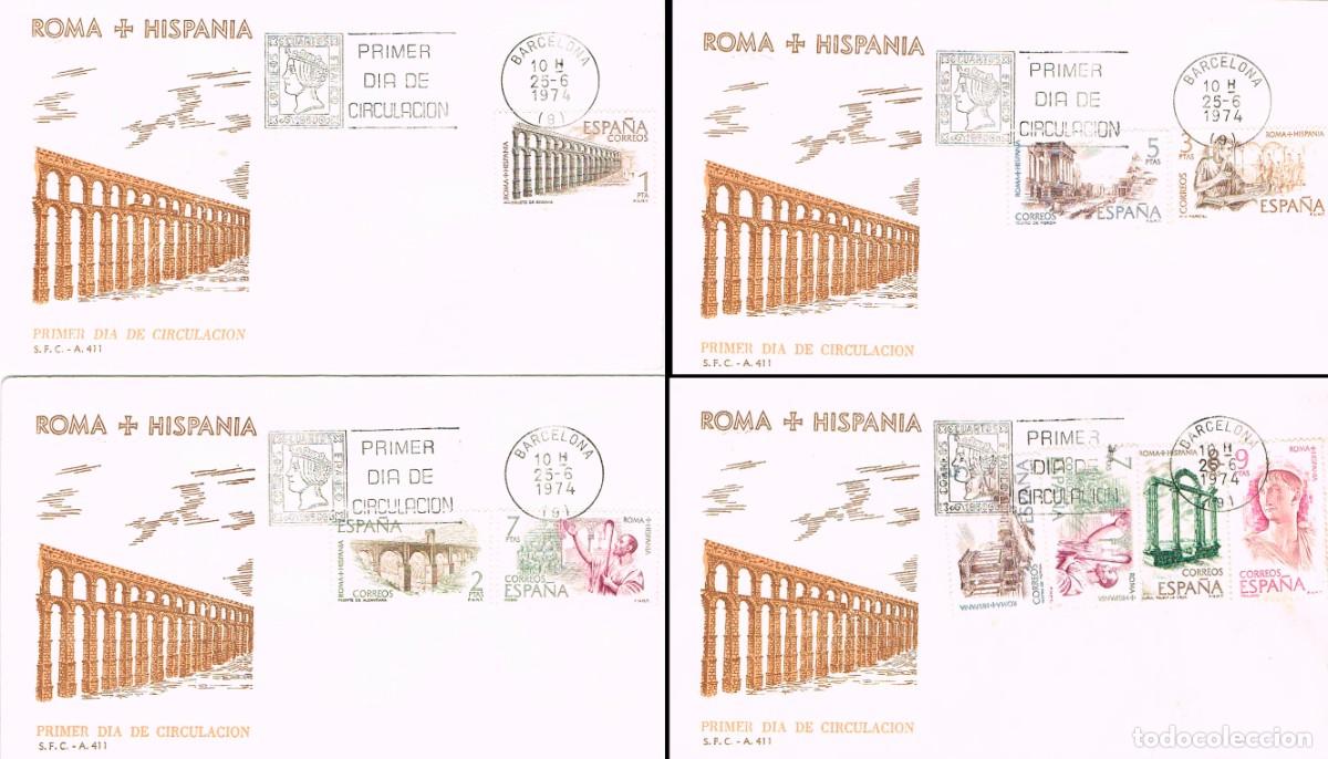 Sellos: EDIFIL 2184/91, ROMA-HISPANIAPRIMER DIA DE 25-6-1974 EN CUATRO SOBRE DEL SFC