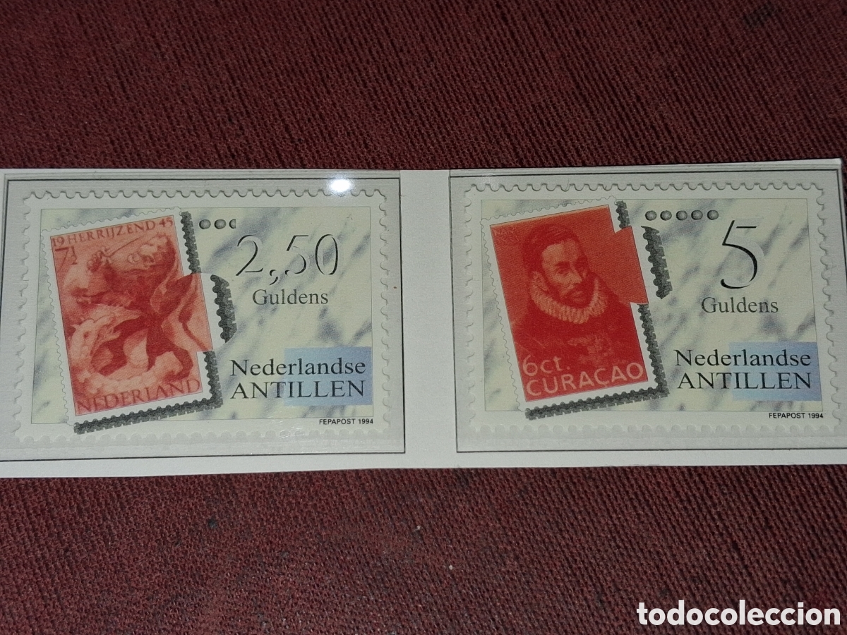 Sellos: Sello Antillas Holandesas nuevo 1994. Exp Filt Inter. Ferapost,94. Historia sello. Monarca.