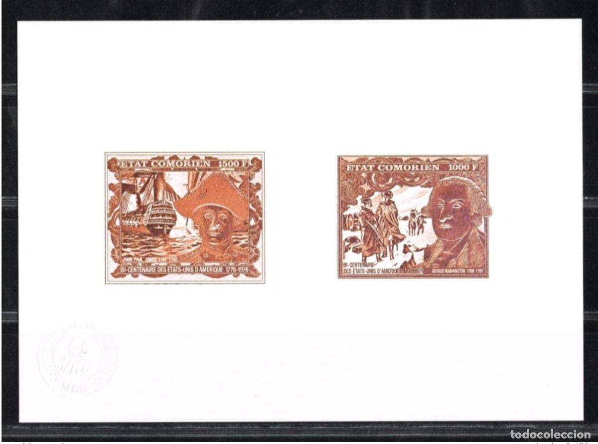 Sellos: Comoras 1976 Mi. 264 - 265 Bicentenario Artist's Proof USA Washington Jones