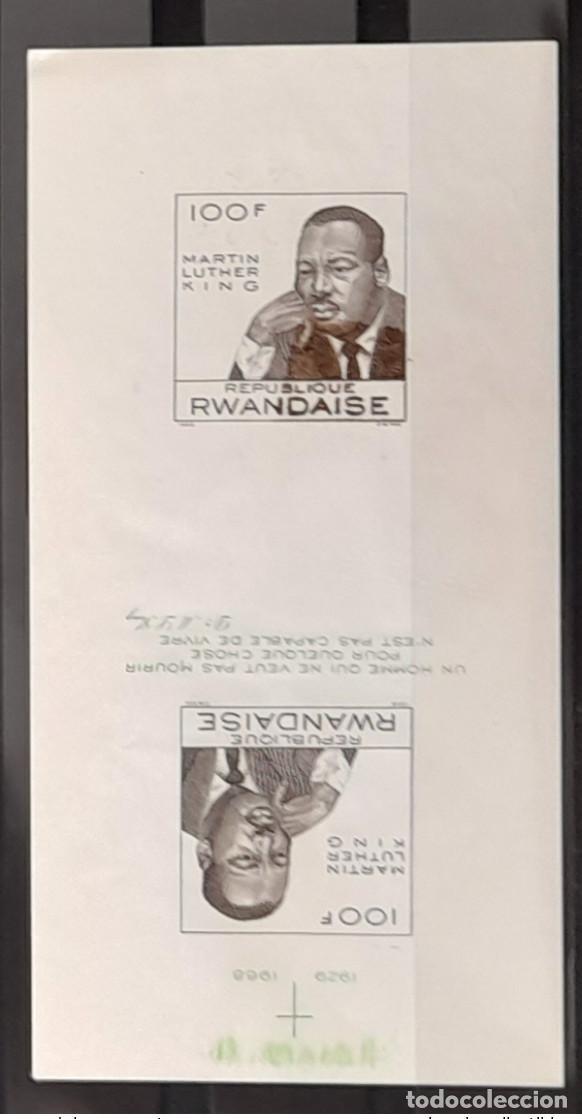 Sellos: Ruanda 1968 COB Bl 12 Vert ausente IMPERF ND cara a Martin Luther King