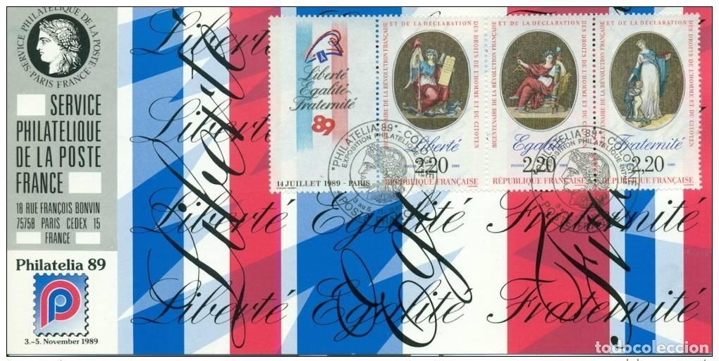 Sellos: 059 Mapa oficial Exposici&oacute;n Filatelia 1989 Francia FDC Revoluci&oacute;n Francesa