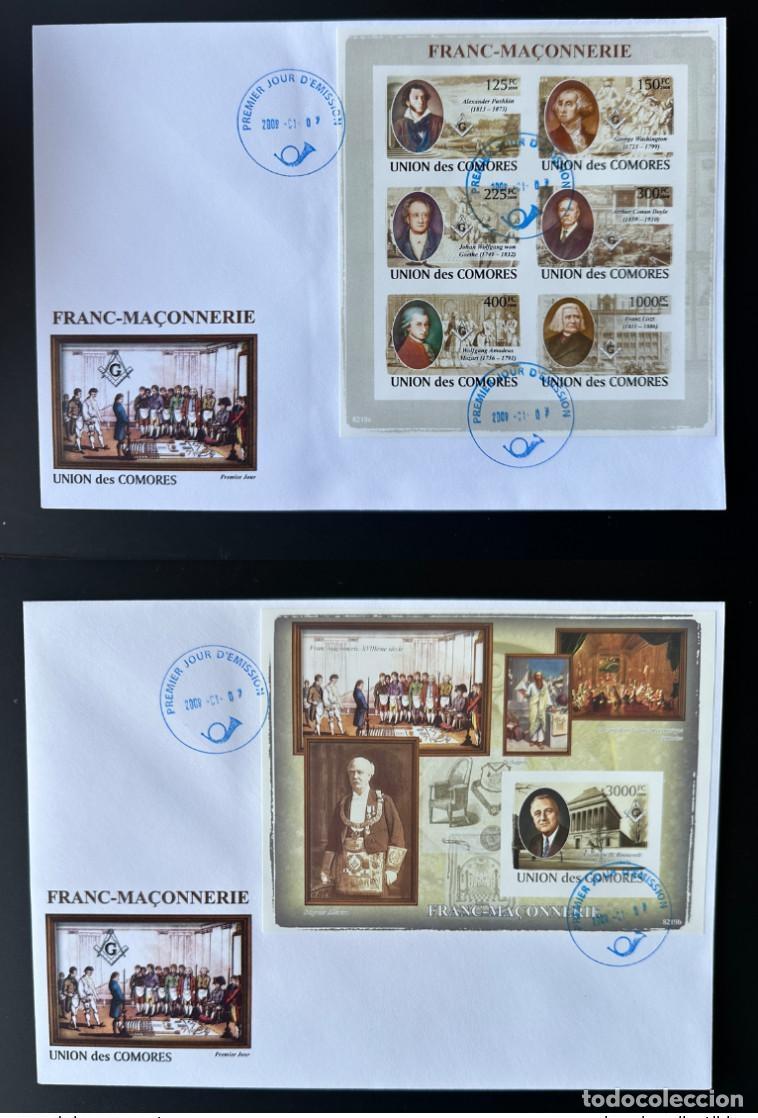 Sellos: Comoras 2008 FDC USA Washington Goethe Pushkin Doyle Mi. VIII-XIII Bl. II IMPERF
