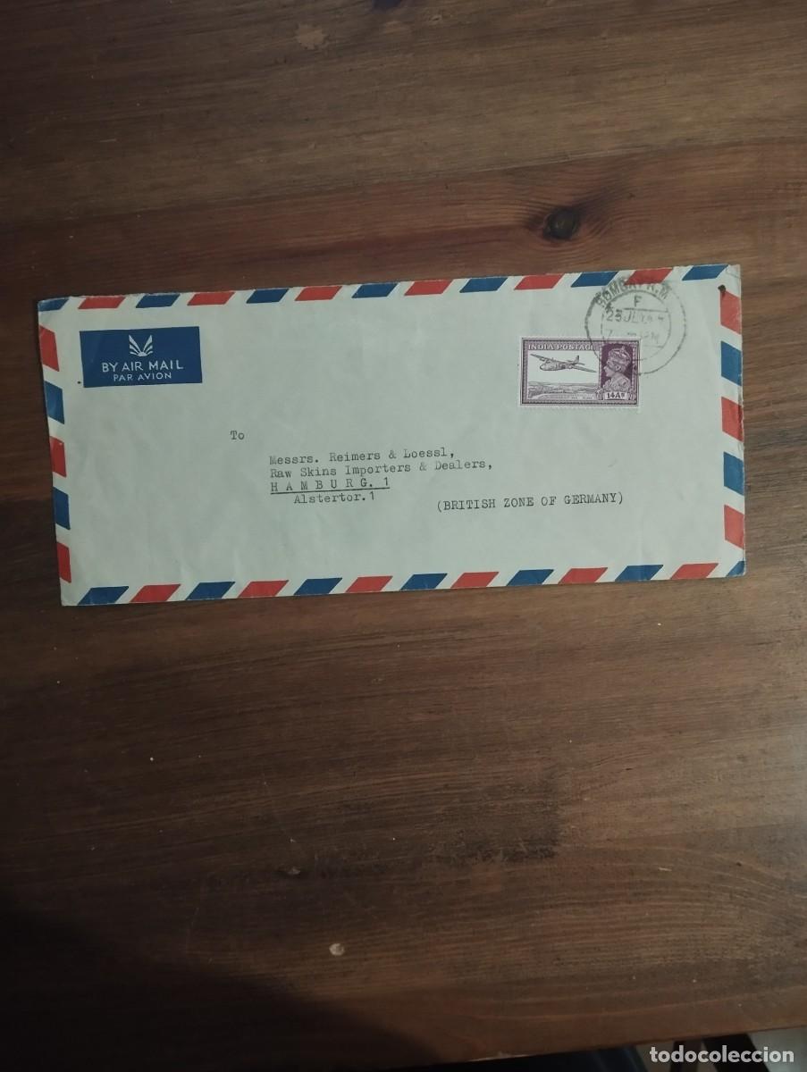 Sellos: 11.10/ India.1945. Correo a&eacute;reo. Carta circulada
